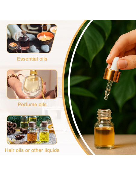 10 Botellas Cuentagotas de Vidrio ETTSNU 1ml A Prueba de Fugas