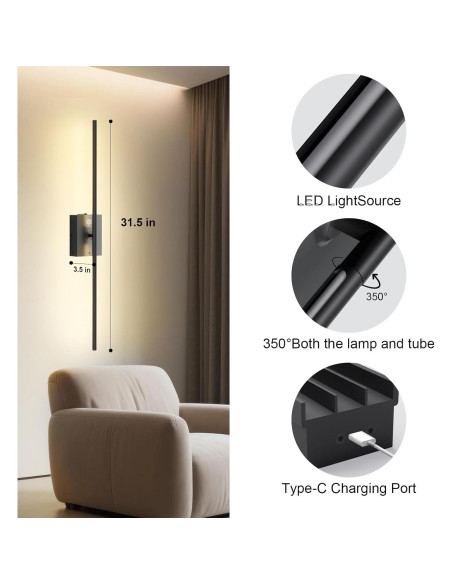 Aplique de Pared Inalámbrico HX HECLX 76.2cm Recargable