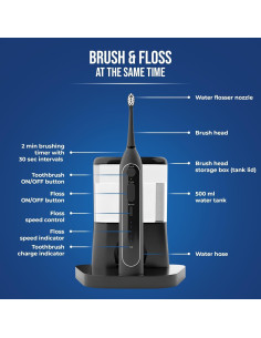 Cepillo de dientes eléctrico 2 en 1 Synergy Brands - Hilo dental y 40k vibraciones 2