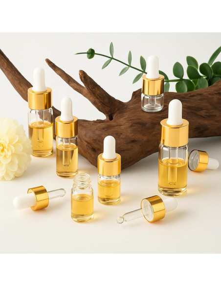 10 Botellas Cuentagotas de Vidrio ETTSNU 1ml A Prueba de Fugas