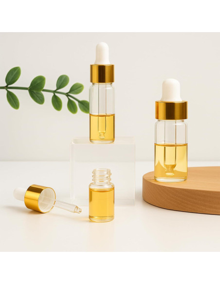 10 Botellas Cuentagotas de Vidrio ETTSNU 1ml A Prueba de Fugas