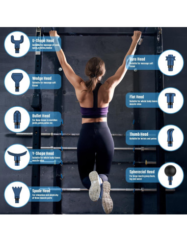 Pistola de Masaje Cotsoco M784, 20 Velocidades, 9 Cabezas