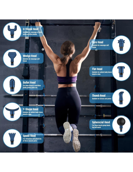 Pistola de Masaje Cotsoco M784, 20 Velocidades, 9 Cabezas