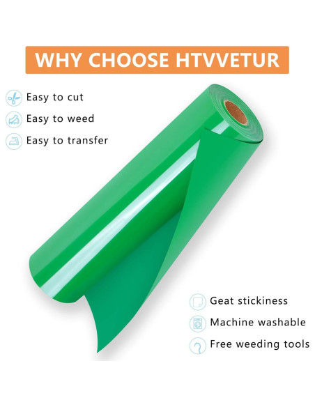 Vinilo de Transferencia de Calor HTV Verde Manzana 10.67m para Camisetas