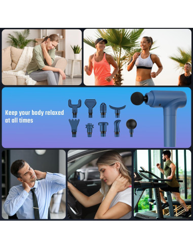 Pistola de Masaje Cotsoco M784, 20 Velocidades, 9 Cabezas