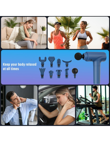 Pistola de Masaje Cotsoco M784, 20 Velocidades, 9 Cabezas