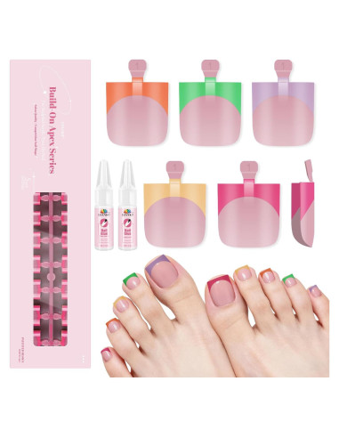 Uñas Postizas para Dedos de los Pies EBANKU 150 Pcs Tips Franceses