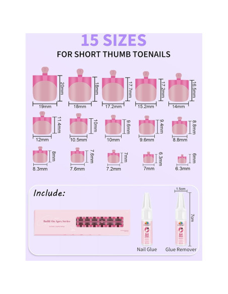 Uñas Postizas para Dedos de los Pies EBANKU 150 Pcs Tips Franceses