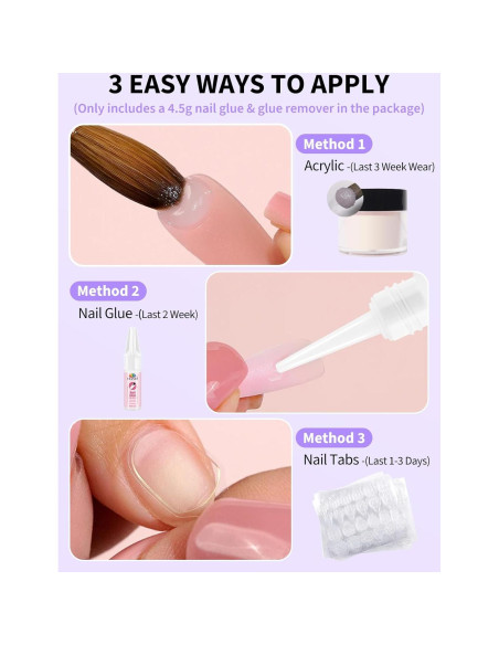 Uñas Postizas para Dedos de los Pies EBANKU 150 Pcs Tips Franceses