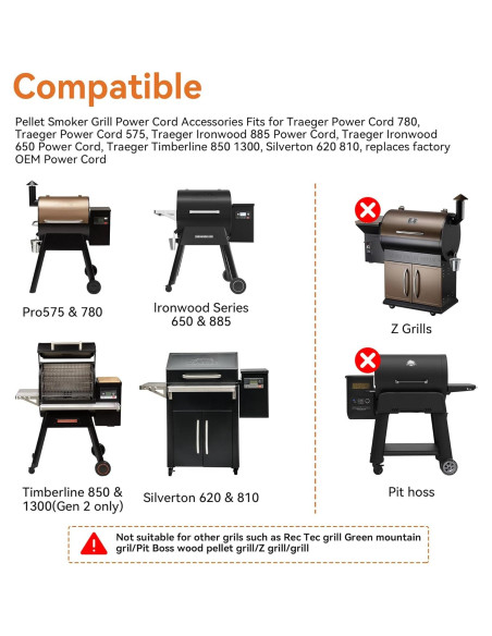 Cable de Alimentación 1.83m Traeger KIT0257 para Parrillas