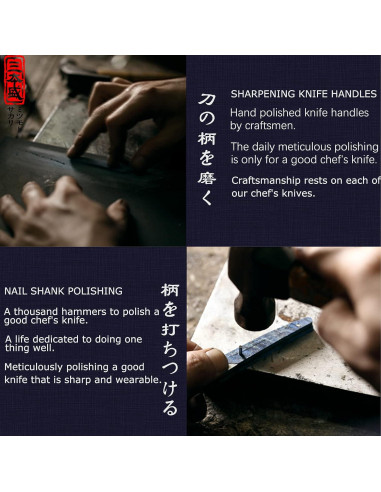 Cuchillo Kiritsuke Japonés MITSUMOTO SAKARI 20.3 cm Damasco 440C