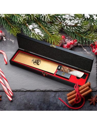 Cuchillo Kiritsuke Japonés MITSUMOTO SAKARI 20.3 cm Damasco 440C