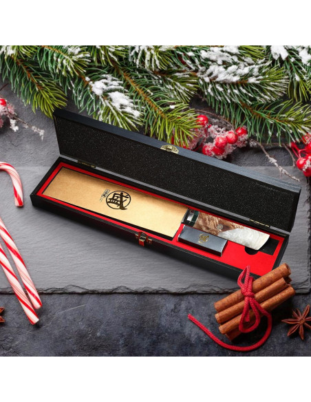 Cuchillo Kiritsuke Japonés MITSUMOTO SAKARI 20.3 cm Damasco 440C