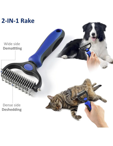 Rastrillo de Aseo WePet para Perros y Gatos Grande Azul