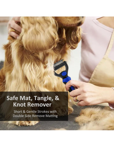 Rastrillo de Aseo WePet para Perros y Gatos Grande Azul