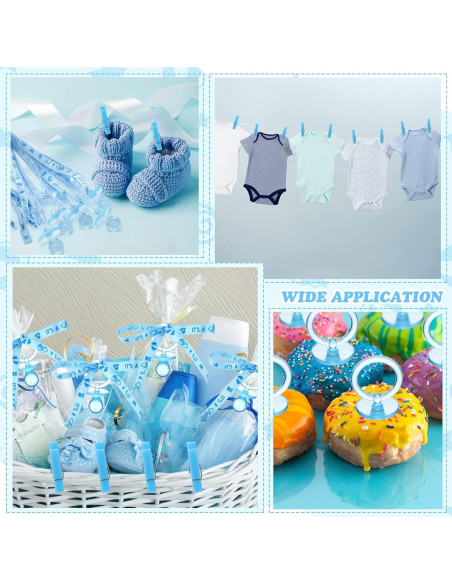 48 Sets Collares de Chupetes Coume para Baby Shower Azul