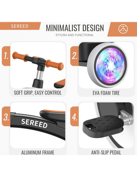 Triciclo SEREED Colorido para Niños 2 a 5 Años Ajustable