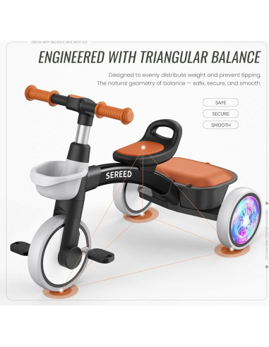 Triciclo SEREED Colorido para Niños 2 a 5 Años Ajustable