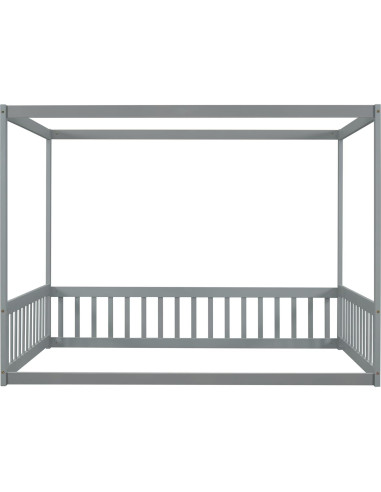 Cama de Piso Montessori PVWIIK Completo con Dosel y Barandillas