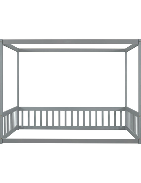 Cama de Piso Montessori PVWIIK Completo con Dosel y Barandillas