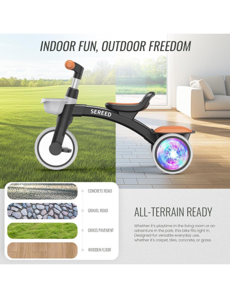 Triciclo SEREED Colorido para Niños 2 a 5 Años Ajustable