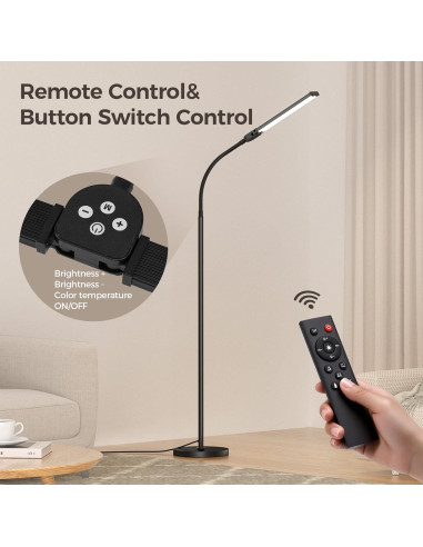 Lámpara de Pie LED VrimNowit Doble Cabezal Ajustable 149.9cm