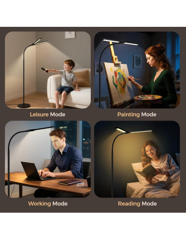 Lámpara de Pie LED VrimNowit Doble Cabezal Ajustable 149.9cm