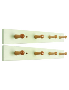 Perchero de pared AMAPON 40.6 cm 2 piezas 4 ganchos Verde