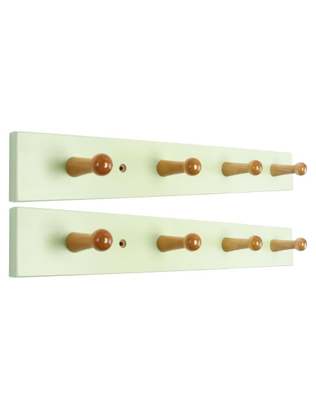 Perchero de pared AMAPON 40.6 cm 2 piezas 4 ganchos Verde