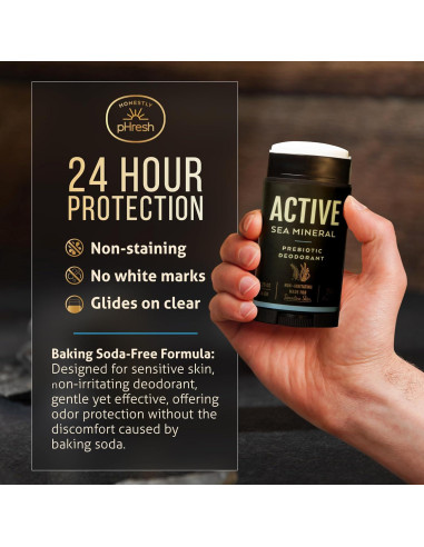 Desodorante Natural Honestly pHresh para Hombres 70.87 g - Libre de Aluminio y Bicarbonato