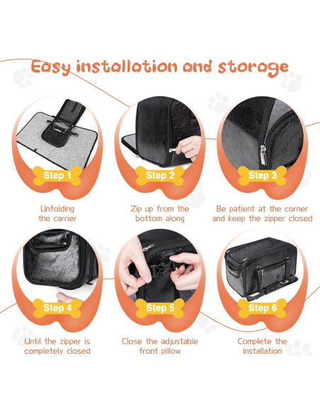 Asiento de Coche para Perros WOYYHO Negro hasta 8.16 kg