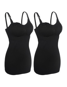 Camisetas Sin Costuras para Lactancia iLoveSIA 2-Pack XL Negro