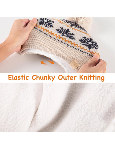 Gorro Beanie para Niños con Orejeras y Bufanda Beige