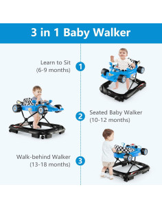Caminador Plegable INFANS 3 en 1 para Bebés Azul 2
