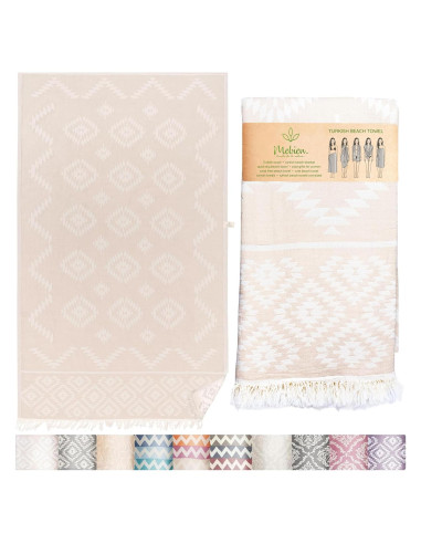 Toalla de Playa Turca Mebien 100% Algodón 89x170cm Beige