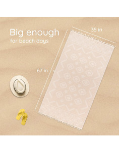 Toalla de Playa Turca Mebien 100% Algodón 89x170cm Beige 2