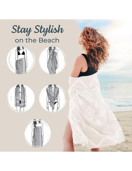 Toalla de Playa Turca Mebien 100% Algodón 89x170cm Beige