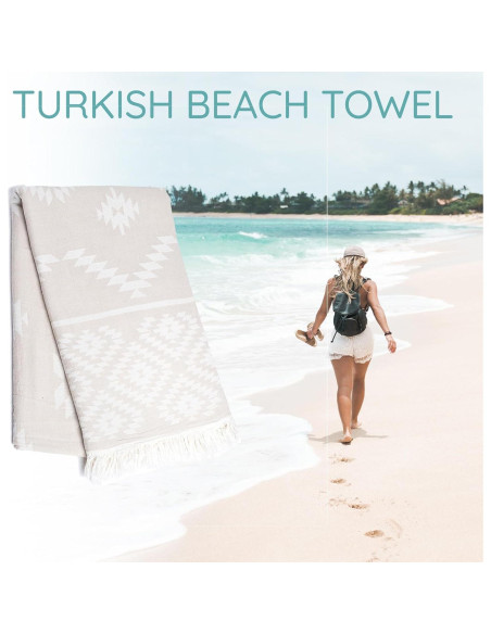 Toalla de Playa Turca Mebien 100% Algodón 89x170cm Beige