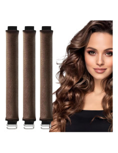 Rulos Sin Calor para Cabello Marrón - 3 Piezas ZEYER