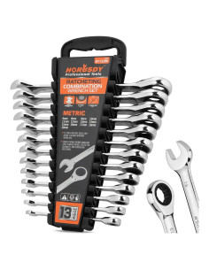 Juego de Llaves de Carraca 13 Piezas HORUSDY Acero 6-19mm