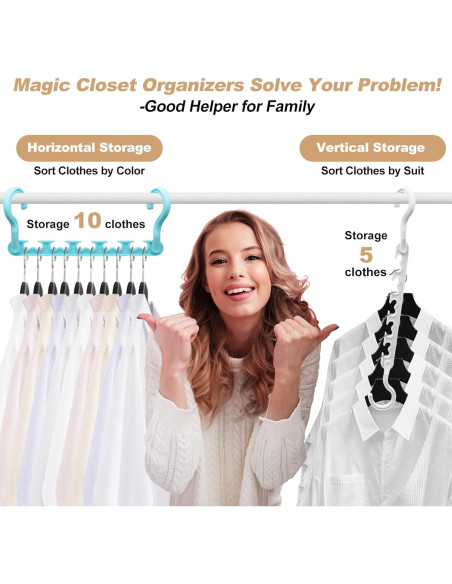 4 Perchas de Plástico HZZILEY para Closet Ahorra Espacio