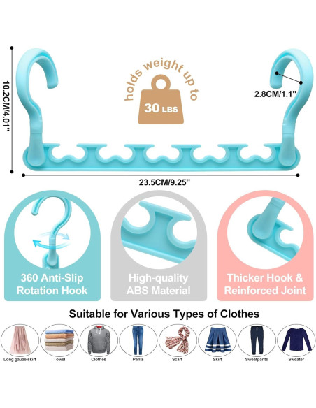 4 Perchas de Plástico HZZILEY para Closet Ahorra Espacio