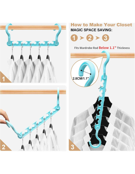 4 Perchas de Plástico HZZILEY para Closet Ahorra Espacio