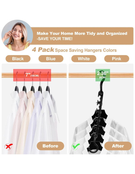 4 Perchas de Plástico HZZILEY para Closet Ahorra Espacio