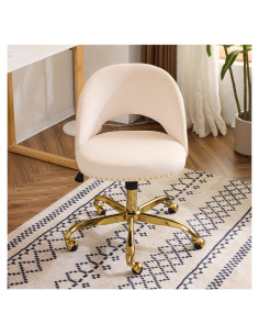 Silla de Oficina VINGLI Beige Moderna sin Brazos con Ruedas