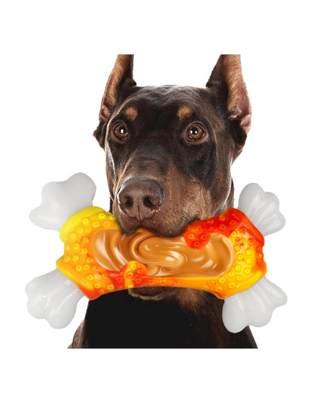Juguete Indestructible para Perros Hanarook Hueso Naranja 19cm