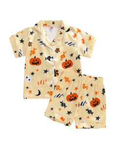 Pijamas de Halloween para Niños Fyclemt 2 Piezas Algodón Lino
