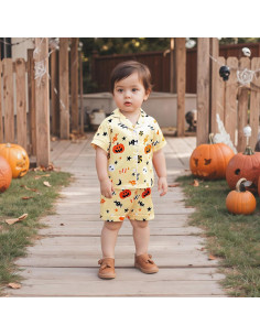 Pijamas de Halloween para Niños Fyclemt 2 Piezas Algodón Lino 2