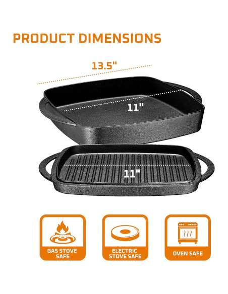 Olla Holandesa de Hierro Fundido Bruntmor 1.8L Cuadrada