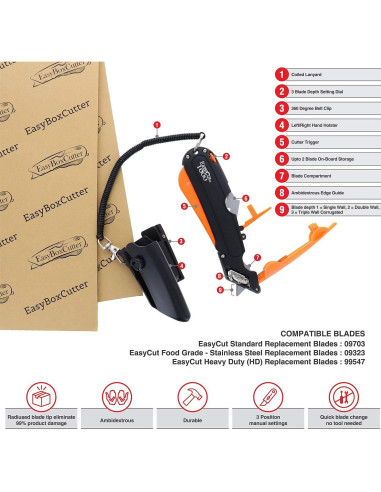 Cortador de Cajas Easy Cut Serie 1000 Naranja 0.28 kg